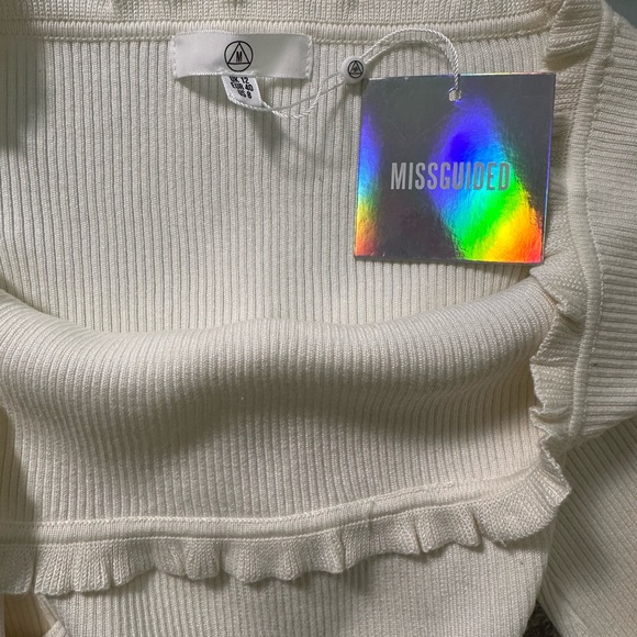 Missguided Frill Bardot Rib Knitted Off The Shoulder Bodysuit - Picture 5 of 5